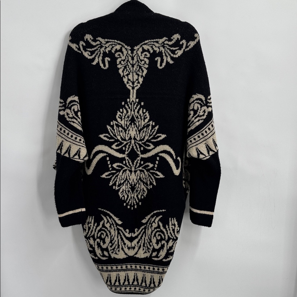 MaxSport Stylish Knit Patterned Cascade Open Front Cardigan Sweater Size S/M - Picture 10 of 11